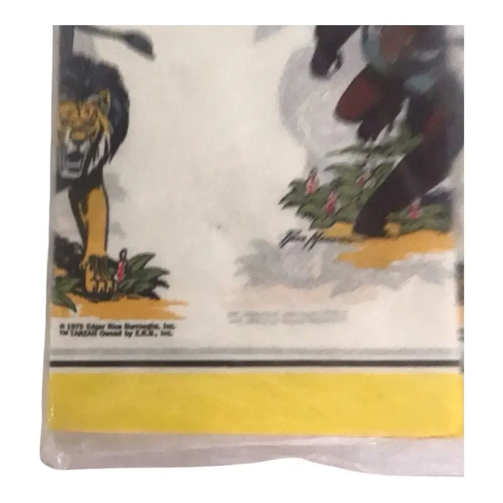 Vintage 1975 Tarzan Paper Table Cover Amscan USA 54x96 NOS Party Decoration